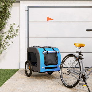 Remolque de bicicletas para cães tecido Oxford de ferro azul cinza D