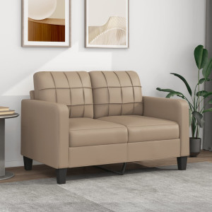 Sofá de 2 plazas de cuero sintético color capuchino 120 cm D