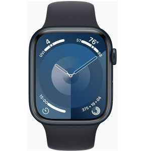 Apple Relógio Série 9 GPS pulseira esportiva de alumínio de 45 mm M/L preta D