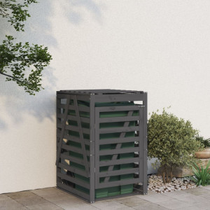 Abrigo para latas de lixo em madeira de pinho cinza 84x90x128,5 cm D