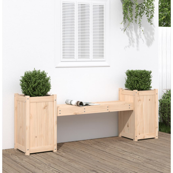 Banco con jardineras madera maciza de pino 180x36x63 cm D