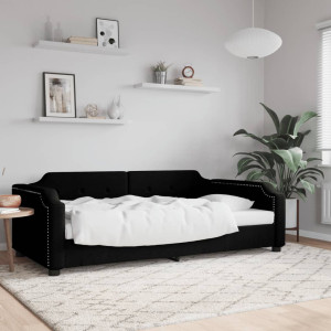 Sofá cama tela negro 90x200 cm D