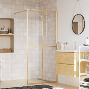 Mampara puerta ducha vidrio transparente ESG dorado 100x195 cm D