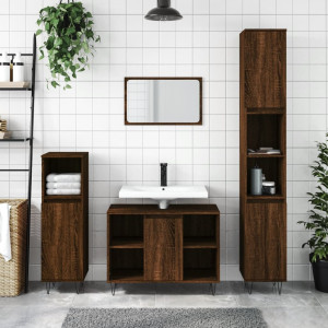 Armário de banho madeira contraplacada marrom carvalho 30x30x100 cm D