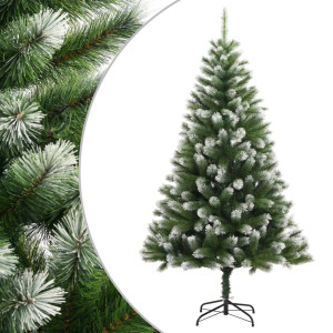 Árbol de Navidad artificial con bisagras y nieve flocada 210 cm D