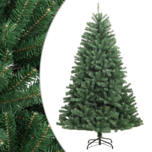 Árbol de Navidad artificial con bisagras y soporte verde 150 cm D