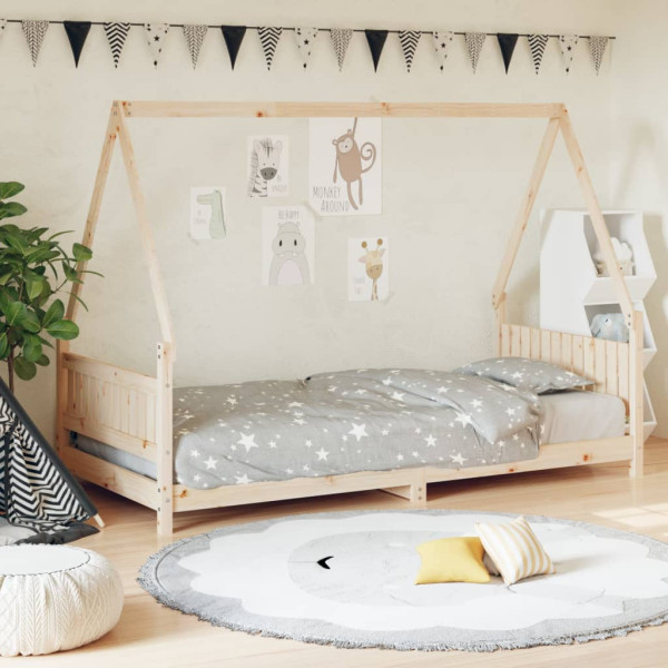 Estructura de cama para niños madera maciza de pino 90x200 cm D