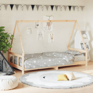 Estructura de cama para niños madera maciza de pino 90x200 cm D