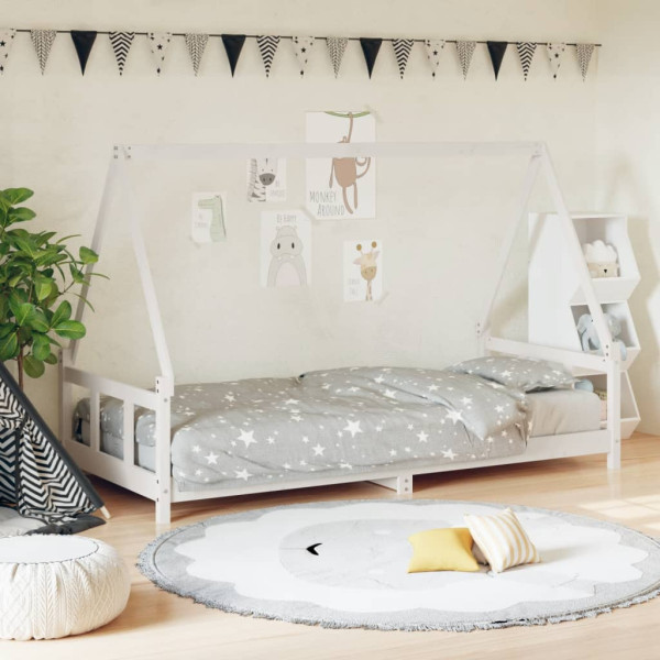 Estructura de cama para niños madera de pino blanco 90x200 cm D