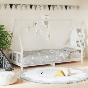 Estrutura de cama infantil em madeira de pinho branco 90x190 cm D