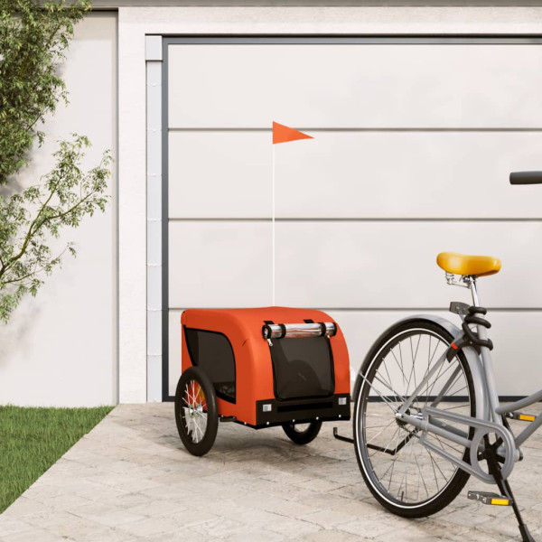 Remolque de bicicletas para cães tela de ferro Oxford laranja preto D