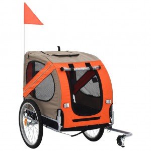 Remolque de bicicleta para perros naranja y gris D