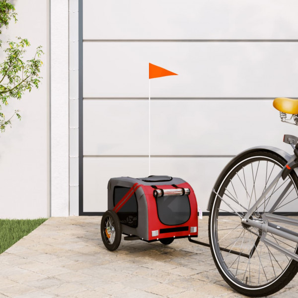 Trailer de bicicleta para cães em tecido Oxford de ferro vermelho cinza D