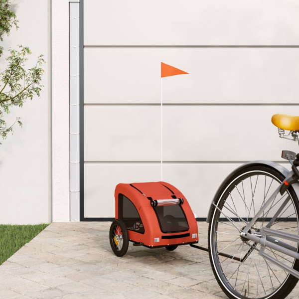 Remolque de bicicleta para perros hierro y tela Oxford naranja D