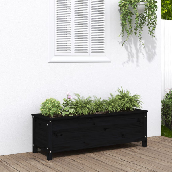 Arraial elevado de jardim madeira de pinho preto 119.5x40x39 cm D