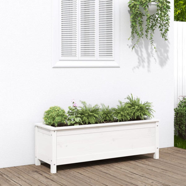 Arraial elevado de jardim madeira de pinho branco 119.5x40x39 cm D