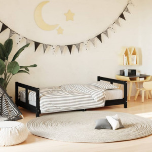 Estructura de cama para niños madera de pino negro 80x160 cm D