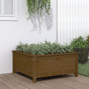 Jardinera madera maciza de pino marrón miel 82.5x82.5x39 cm D