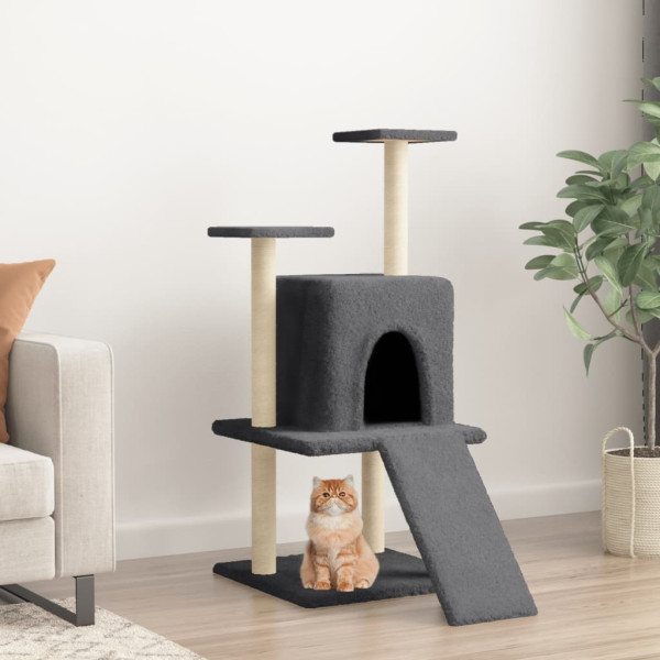 Raspador para gatos com postes de sisal cinza escuro 110 cm D