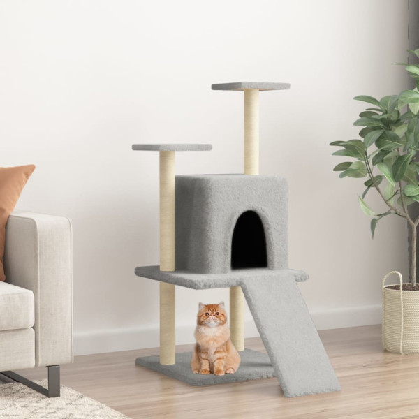 Raspador para gatos com postes de sisal cinza claro 110 cm D
