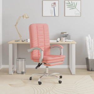 Silla de oficina reclinable cuero sintético rosa D