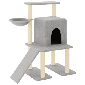 Árvore p/ gatos c/ postes arranhadores sisal 96.5cm cinza-claro H