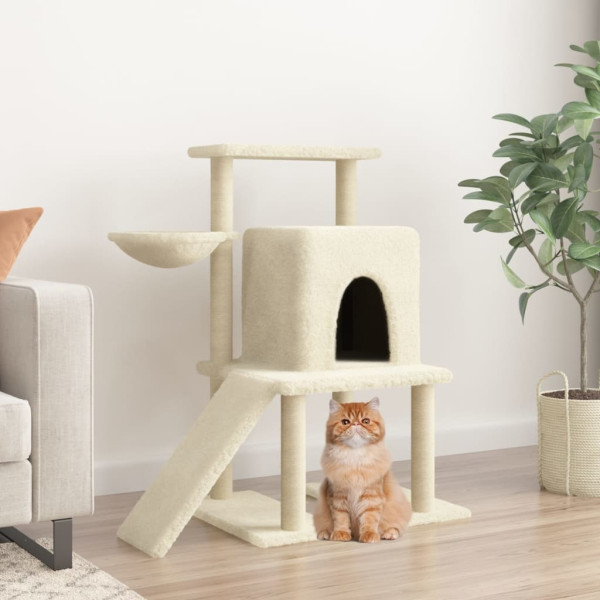 Raspador para gatos com postes de sisal creme 96,5 cm D