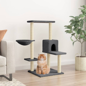 Raspador para gatos com postes de sisal cinza escuro 95 cm D