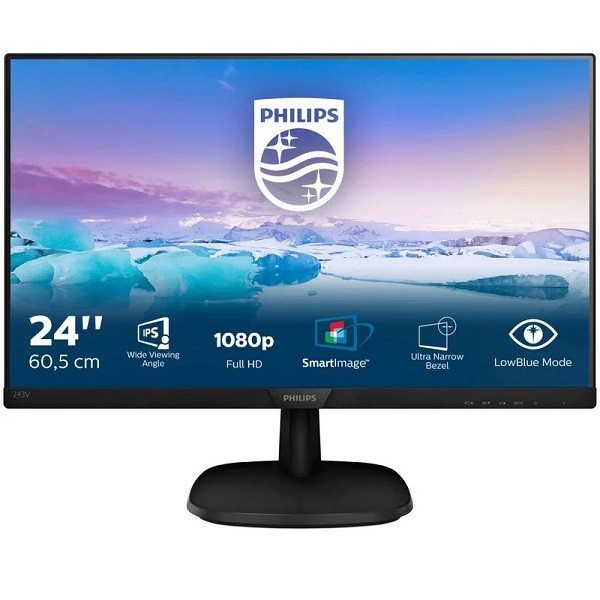 Monitor PHILIPS 23.8" IPS 243V7QDSB negro D