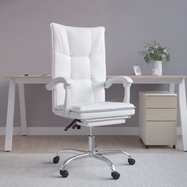 Silla de oficina reclinable cuero sintético blanco D