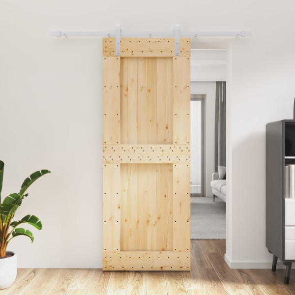 Puerta corredera con herrajes madera maciza de pino 80x210 cm D