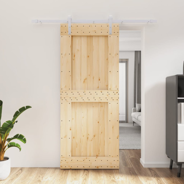 Puerta corredera con herrajes madera maciza de pino 85x210 cm D