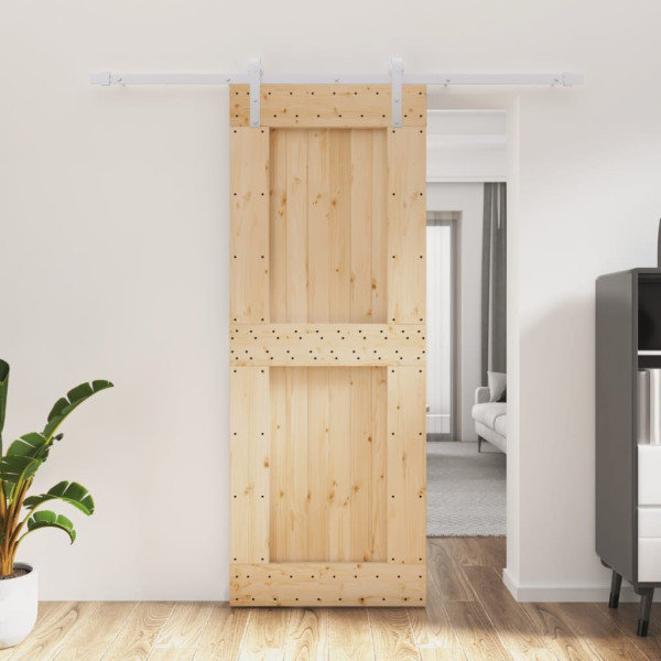 Porta deslizante de madeira maciça de pinho 80x210 cm D