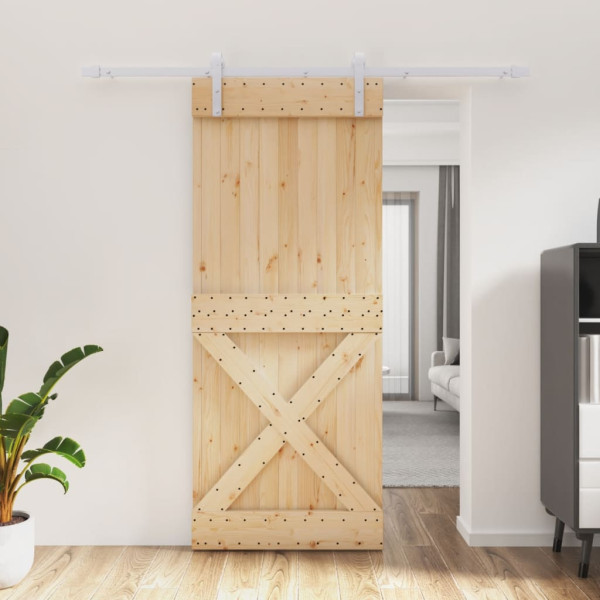 Porta deslizante de madeira maciça de pinho 85x210 cm D