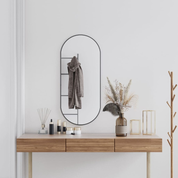 Espelho de parede oval preto 100x45 cm D