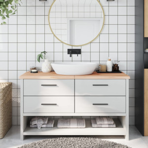 Encimera de baño madera maciza sin tratar 140x60x4 cm D