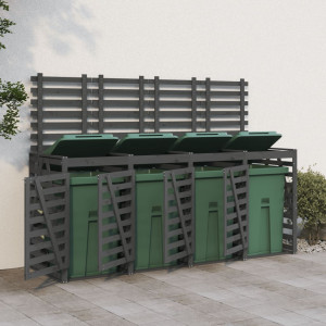 Quadrupla cobertura para cubos de lixo madeira de pinho cinza D