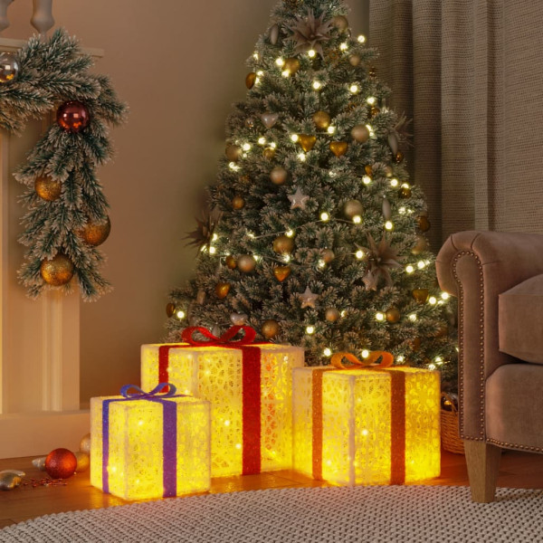 Presentes de Natal iluminados 3 pcs 64 luzes LED branco quente M 3