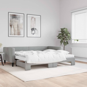 Sofá cama nido con colchón tela gris claro 90x200 cm D