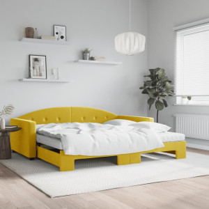 Sofá cama nido con colchón terciopelo amarillo 100x200 cm D