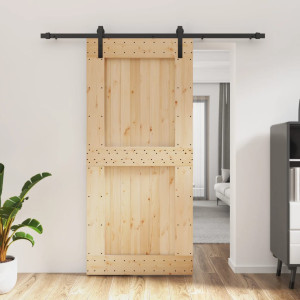 Puerta corredera con herrajes madera maciza de pino 95x210 cm D