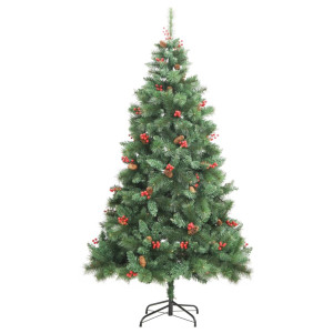 Árbol de Navidad artificial con piñas y bayas 180 cm D