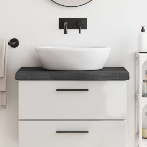 Encimera de baño madera maciza tratada gris oscuro 80x40x6 cm D