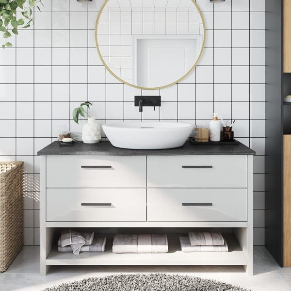 Encimera de baño madera maciza tratada gris oscuro 100x40x2 cm D