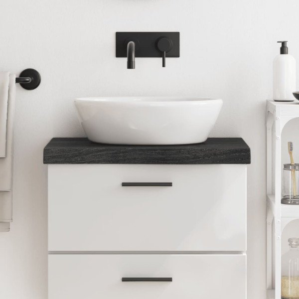 Encimera de baño madera maciza tratada gris oscuro 60x30x6 cm D