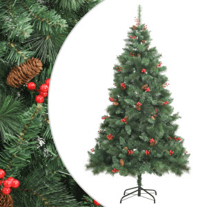 Árvore de Natal artificial com pinhões e bagas 210 cm D