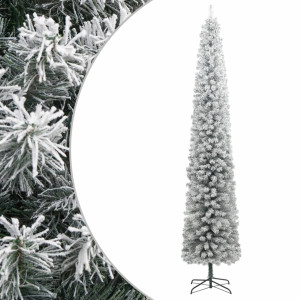 Árvore de Natal estreita com suporte e neve artificial PVC 270cm D