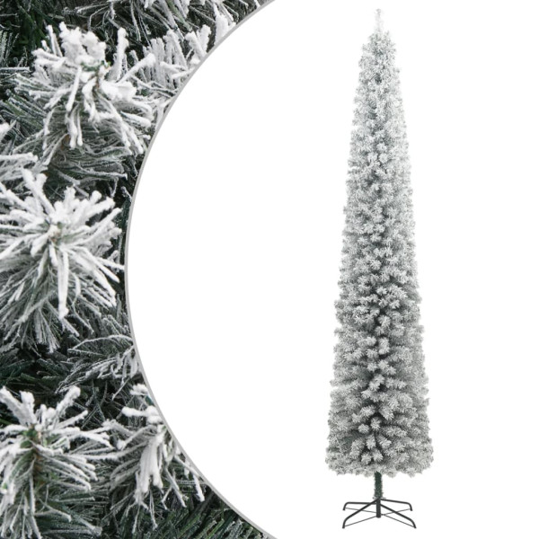 Árbol Navidad estrecho con soporte y nieve artificial PVC 300cm D