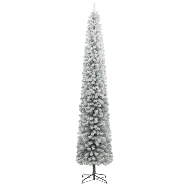 Árvore de Natal estreita com suporte e neve artificial PVC 300cm D