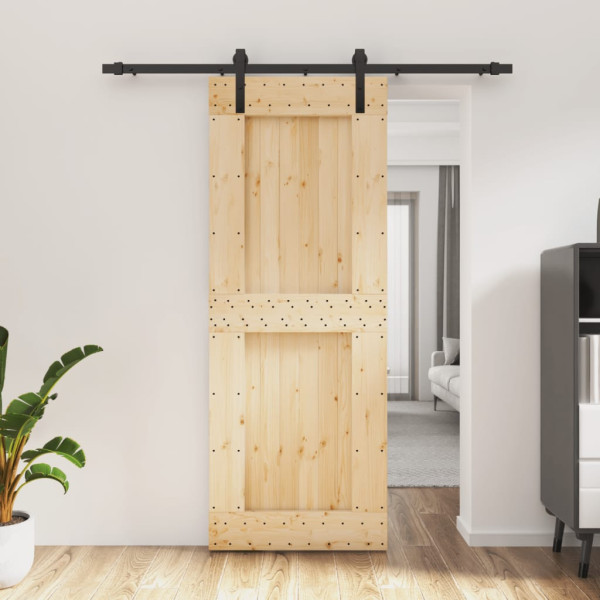 Puerta corredera con herrajes madera maciza de pino 80x210 cm D